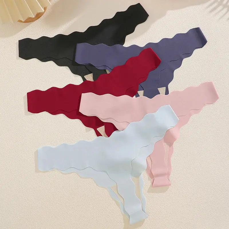 4 Pack Seamless Wavy Edge Thong Underwear for Women Ultra Soft Comfortable Invisible Low Rise Stretch Panties New Color 2026 luxecrown.co.uk