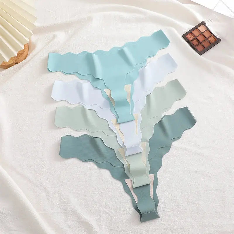 4 Pack Seamless Wavy Edge Thong Underwear for Women Ultra Soft Comfortable Invisible Low Rise Stretch Panties New Color 2026 luxecrown.co.uk