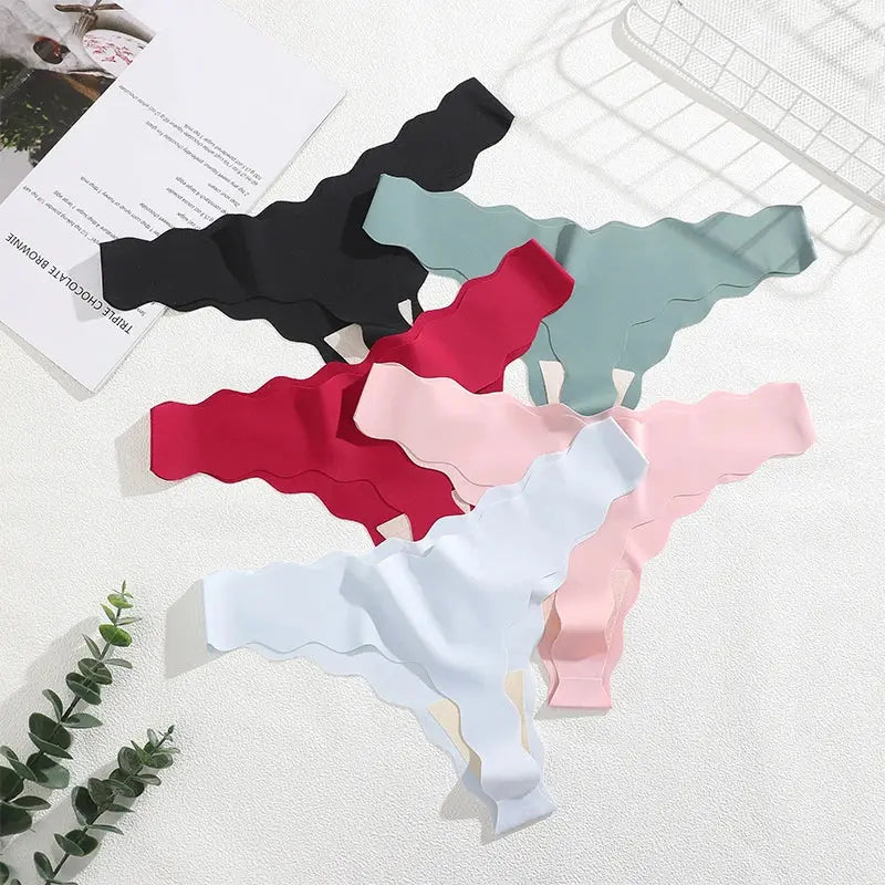 4 Pack Seamless Wavy Edge Thong Underwear for Women Ultra Soft Comfortable Invisible Low Rise Stretch Panties New Color 2026 luxecrown.co.uk