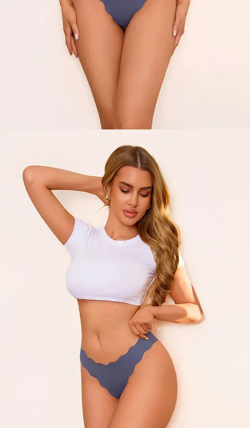 4 Pack Seamless Wavy Edge Thong Underwear for Women Ultra Soft Comfortable Invisible Low Rise Stretch Panties New Color 2026 luxecrown.co.uk