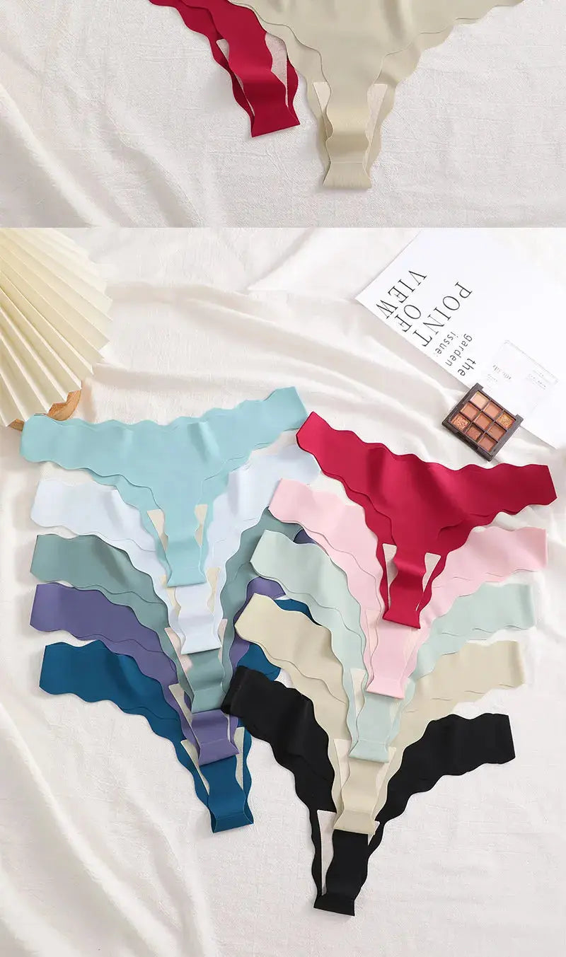 4 Pack Seamless Wavy Edge Thong Underwear for Women Ultra Soft Comfortable Invisible Low Rise Stretch Panties New Color 2026 luxecrown.co.uk
