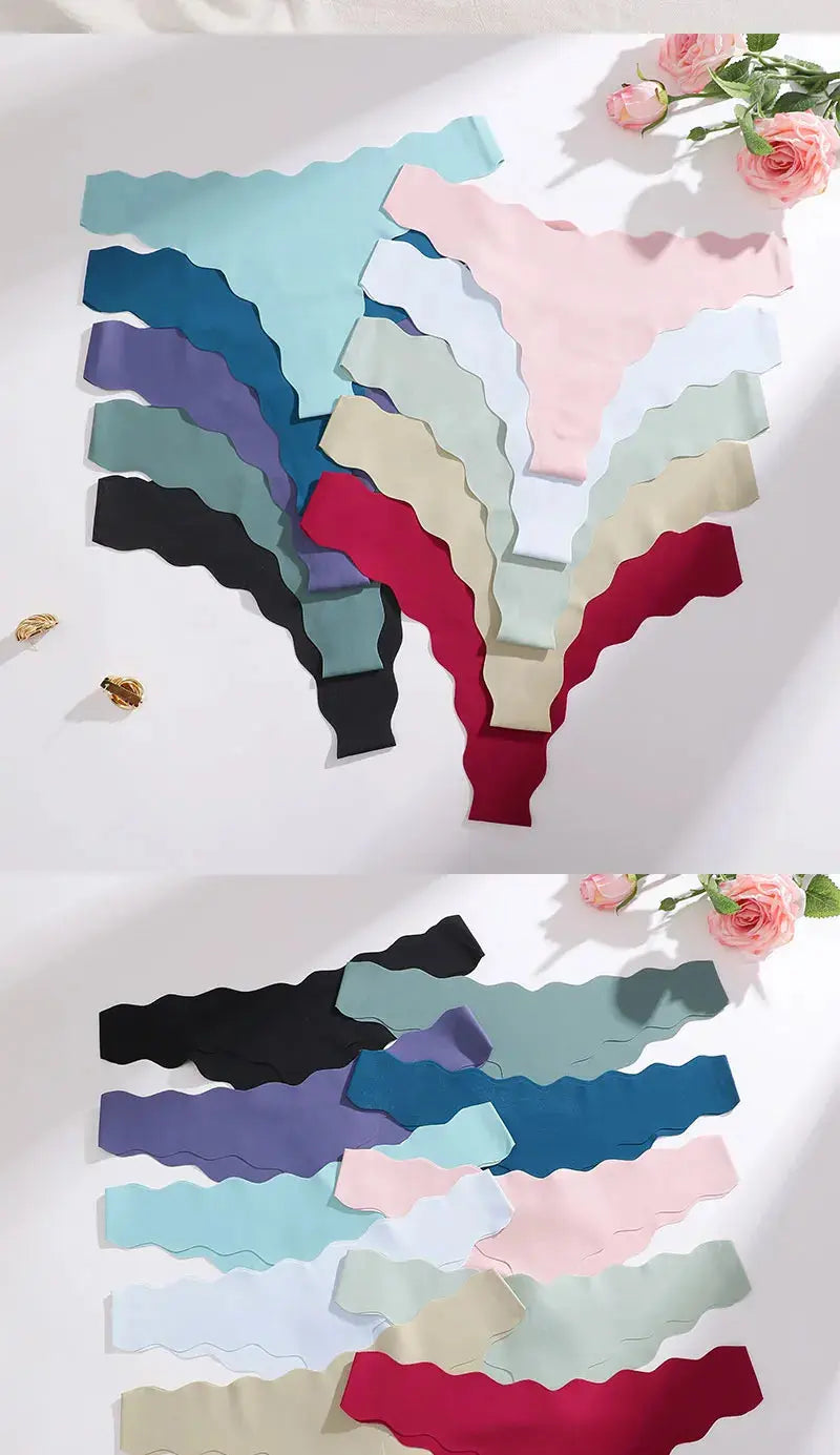 4 Pack Seamless Wavy Edge Thong Underwear for Women Ultra Soft Comfortable Invisible Low Rise Stretch Panties New Color 2026 luxecrown.co.uk