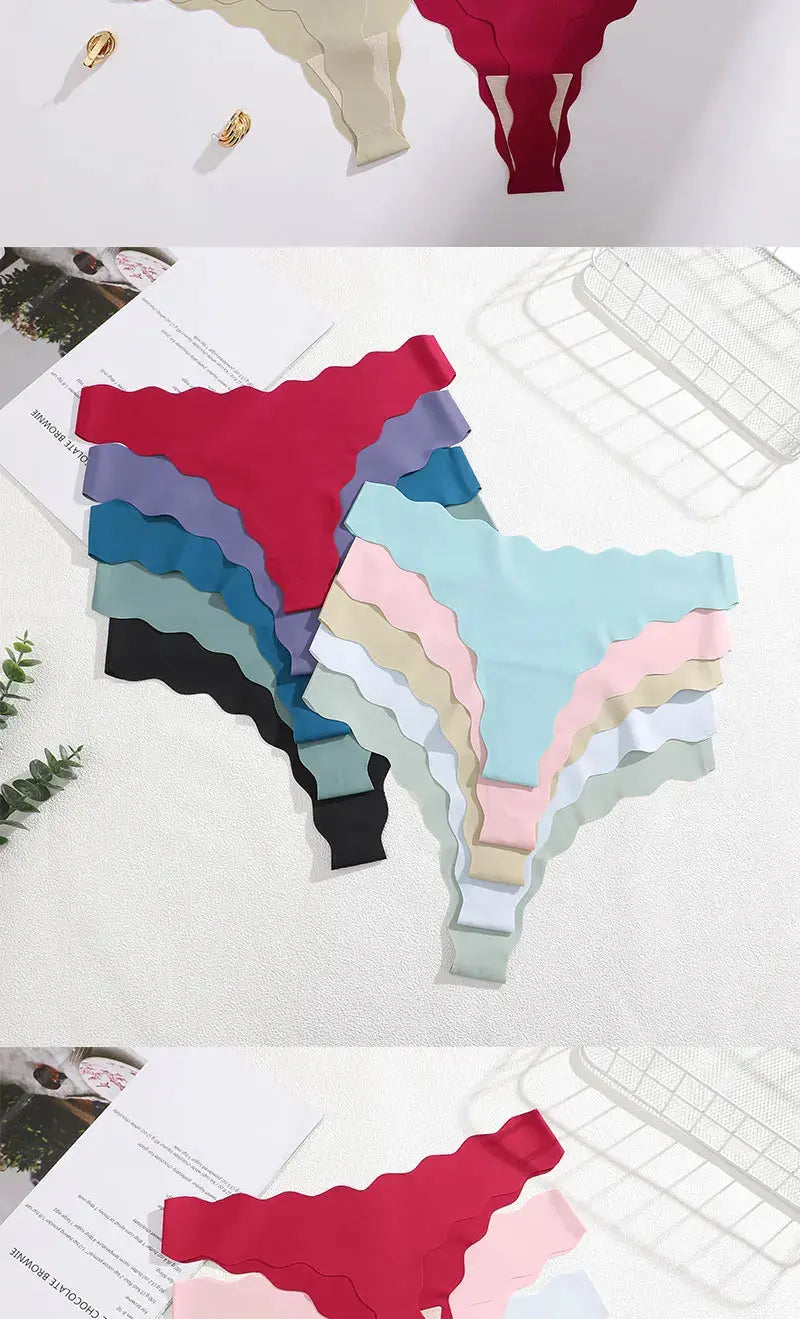 4 Pack Seamless Wavy Edge Thong Underwear for Women Ultra Soft Comfortable Invisible Low Rise Stretch Panties New Color 2026 luxecrown.co.uk