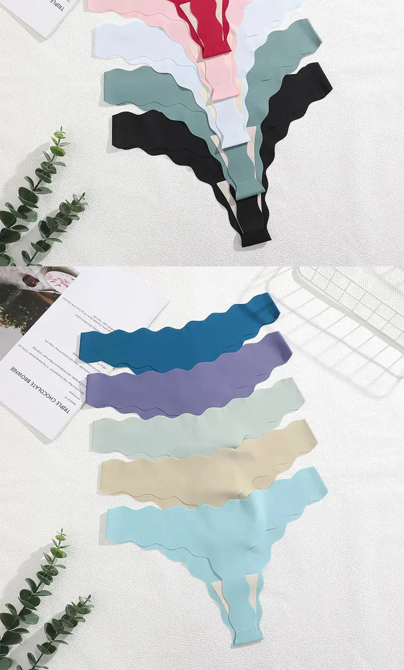 4 Pack Seamless Wavy Edge Thong Underwear for Women Ultra Soft Comfortable Invisible Low Rise Stretch Panties New Color 2026 luxecrown.co.uk