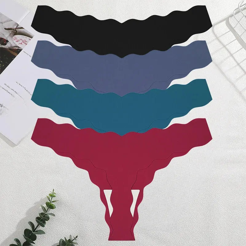 4 Pack Seamless Wavy Edge Thong Underwear for Women Ultra Soft Comfortable Invisible Low Rise Stretch Panties New Color 2026 luxecrown.co.uk