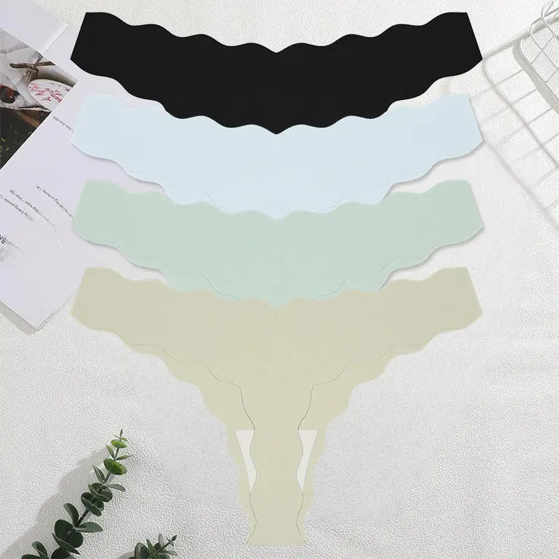 4 Pack Seamless Wavy Edge Thong Underwear for Women Ultra Soft Comfortable Invisible Low Rise Stretch Panties New Color 2026 luxecrown.co.uk