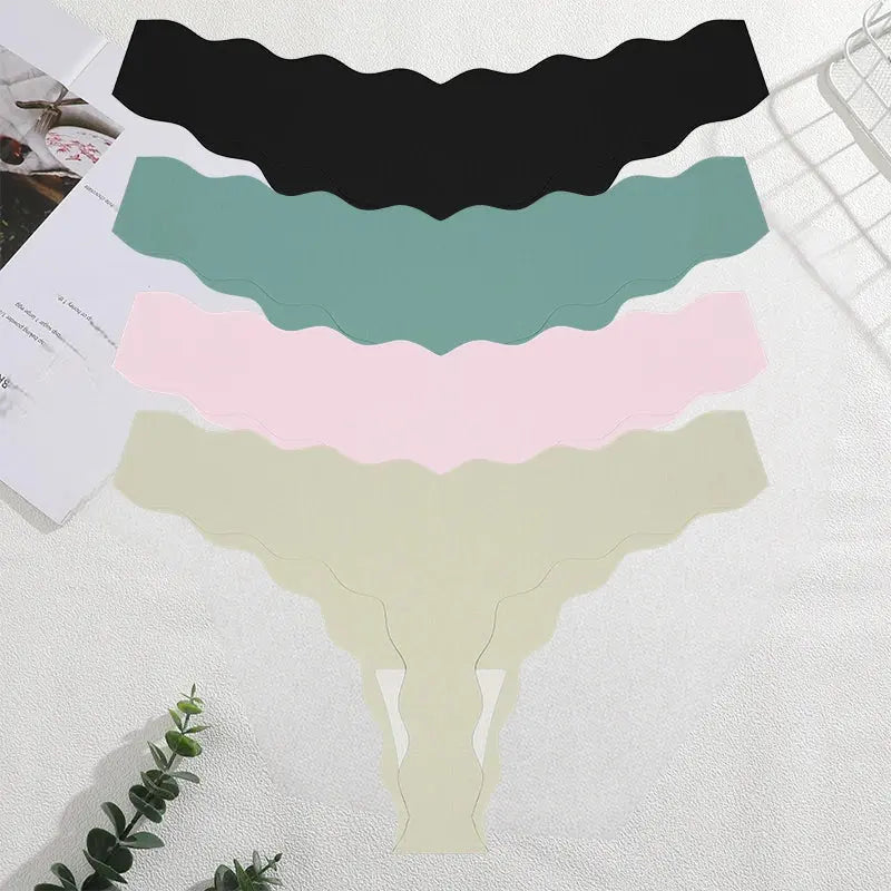 4 Pack Seamless Wavy Edge Thong Underwear for Women Ultra Soft Comfortable Invisible Low Rise Stretch Panties New Color 2026 luxecrown.co.uk