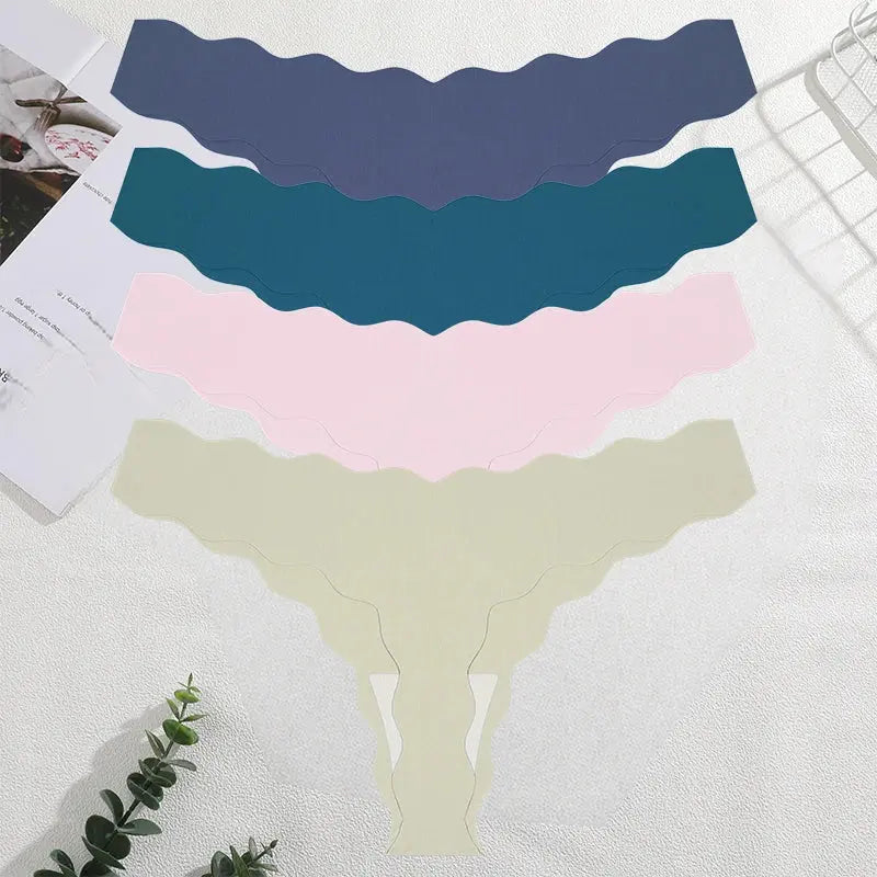 4 Pack Seamless Wavy Edge Thong Underwear for Women Ultra Soft Comfortable Invisible Low Rise Stretch Panties New Color 2026 luxecrown.co.uk