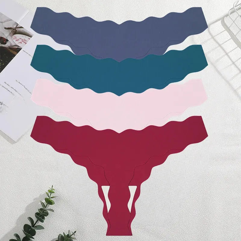 4 Pack Seamless Wavy Edge Thong Underwear for Women Ultra Soft Comfortable Invisible Low Rise Stretch Panties New Color 2026 luxecrown.co.uk