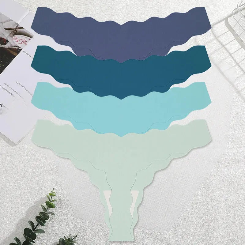 4 Pack Seamless Wavy Edge Thong Underwear for Women Ultra Soft Comfortable Invisible Low Rise Stretch Panties New Color 2026 luxecrown.co.uk