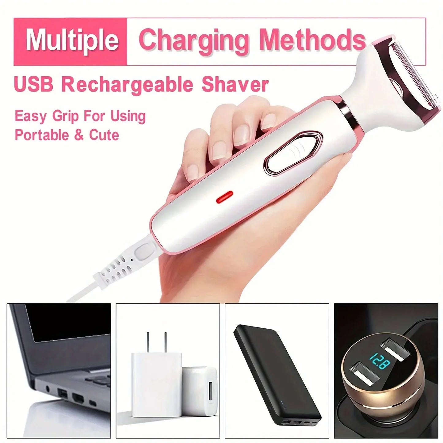 4 in 1 Electric Razor for Women Shaver Lady Shaver Body Hair Trimmer for Armpit Bikini Arm Leg Face Mustache Portable Painless luxecrown.co.uk
