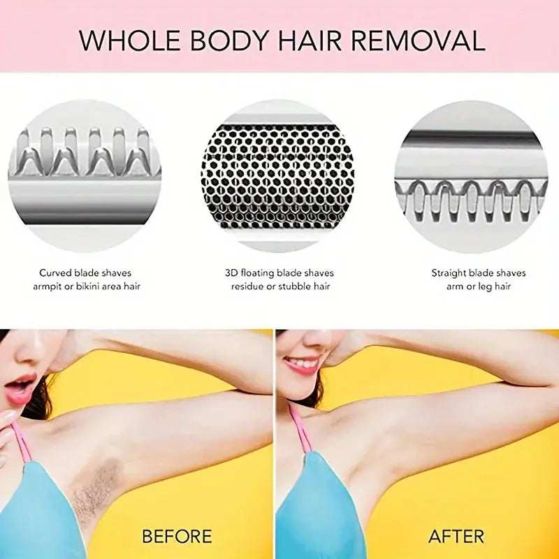 4 in 1 Electric Razor for Women Shaver Lady Shaver Body Hair Trimmer for Armpit Bikini Arm Leg Face Mustache Portable Painless luxecrown.co.uk