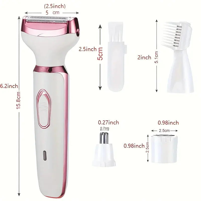 4 in 1 Electric Razor for Women Shaver Lady Shaver Body Hair Trimmer for Armpit Bikini Arm Leg Face Mustache Portable Painless luxecrown.co.uk