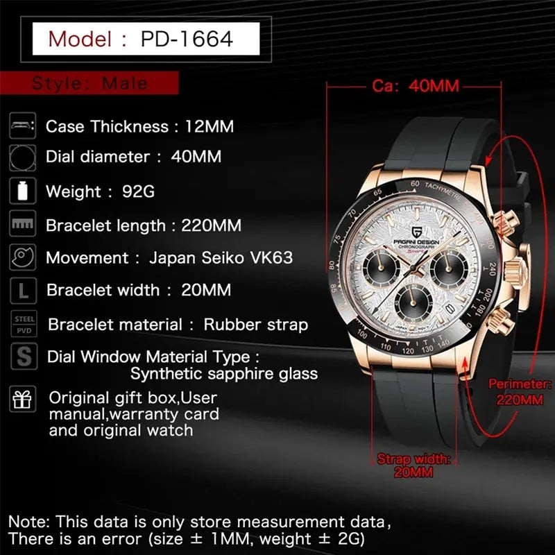 40mm New V2 PAGANI DESIGN Men's Quartz Watches Sapphire Retro Chronograph Stainless Steel Waterproof Watch Men Relogio Masculino luxecrown.co.uk