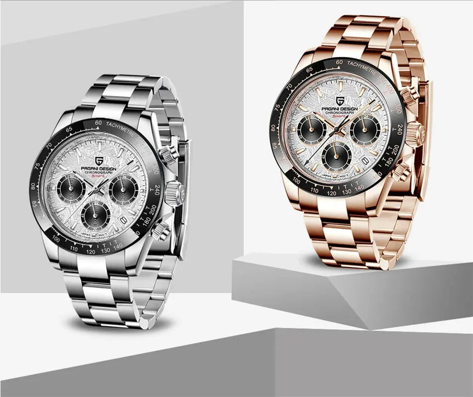 40mm New V2 PAGANI DESIGN Men's Quartz Watches Sapphire Retro Chronograph Stainless Steel Waterproof Watch Men Relogio Masculino luxecrown.co.uk