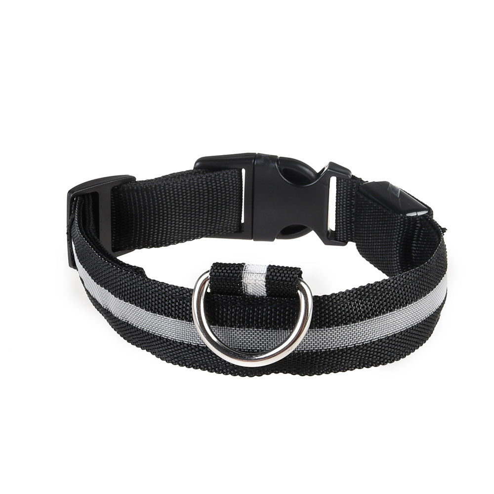 Pet Dogs Adjustable Luminous Collar For Night Safety - Striped Glow-in-the-Dark Collar For Night Walking Streetsharks