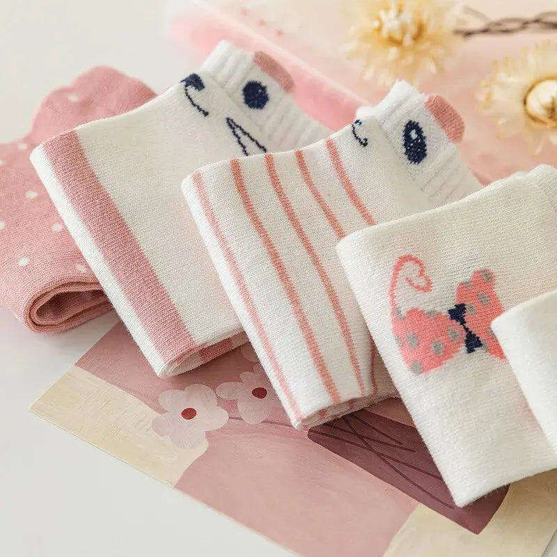 5/10/20 Pairs Women's Short Tube Socks Pink Cat Thin Four Seasons Cute Boat Sockslow Top Ins Trendy Socks luxecrown.co.uk