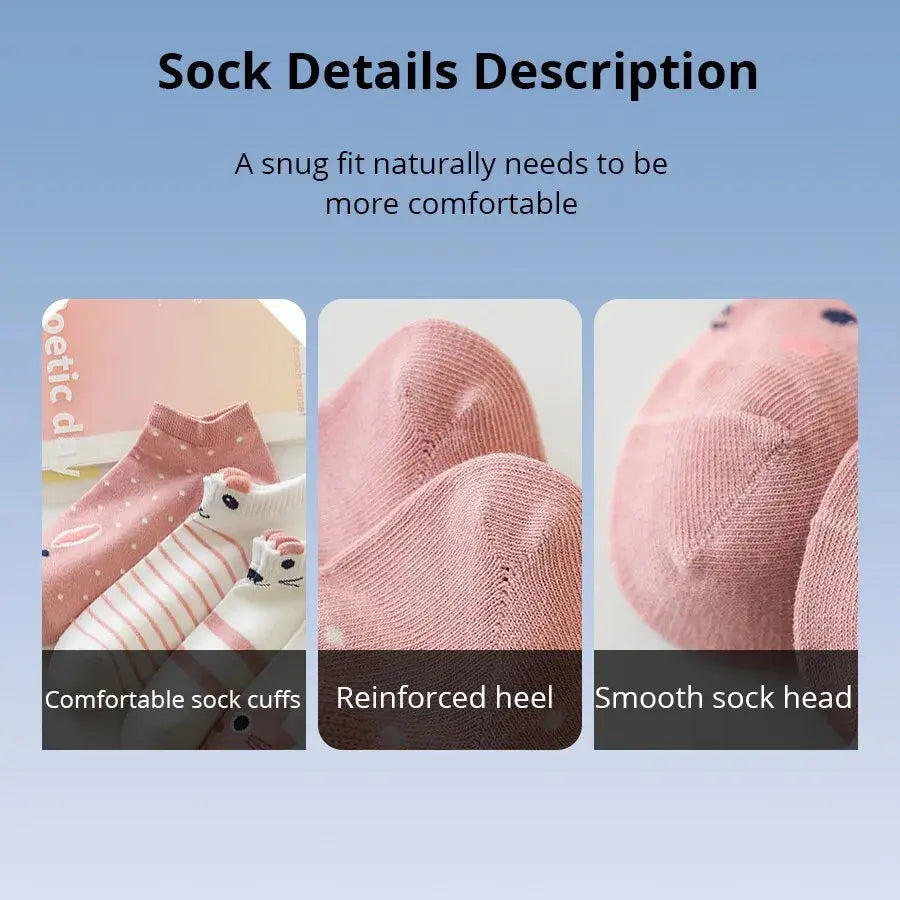 5/10/20 Pairs Women's Short Tube Socks Pink Cat Thin Four Seasons Cute Boat Sockslow Top Ins Trendy Socks luxecrown.co.uk