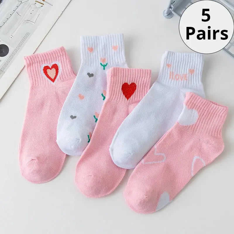 5/10/20 Pairs Women's Short Tube Socks Pink Cat Thin Four Seasons Cute Boat Sockslow Top Ins Trendy Socks luxecrown.co.uk