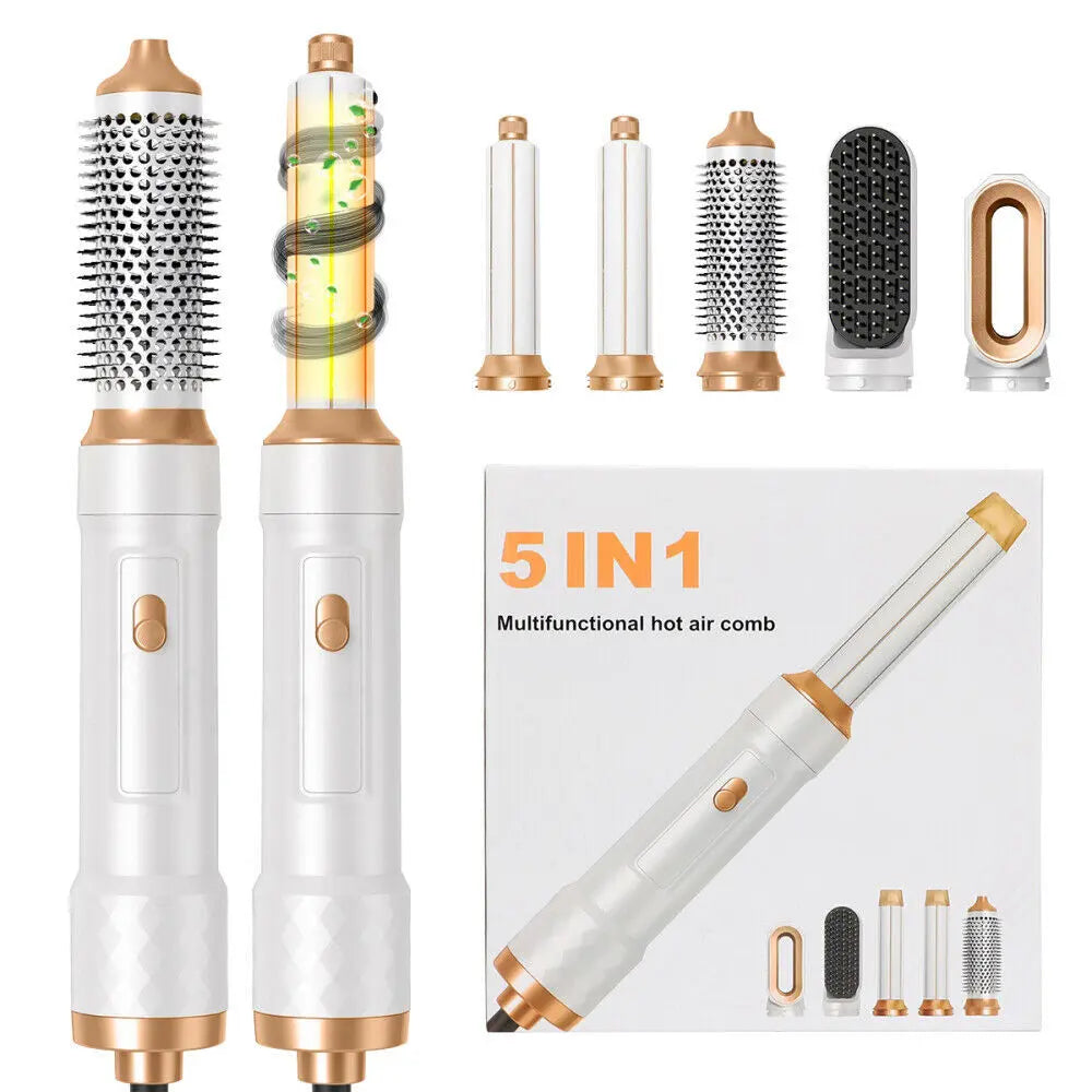 5 IN 1 Pro Air Wrap Blow Hair Styler Curler Straightener Hot Air Comb Brush Gift StreetSharks