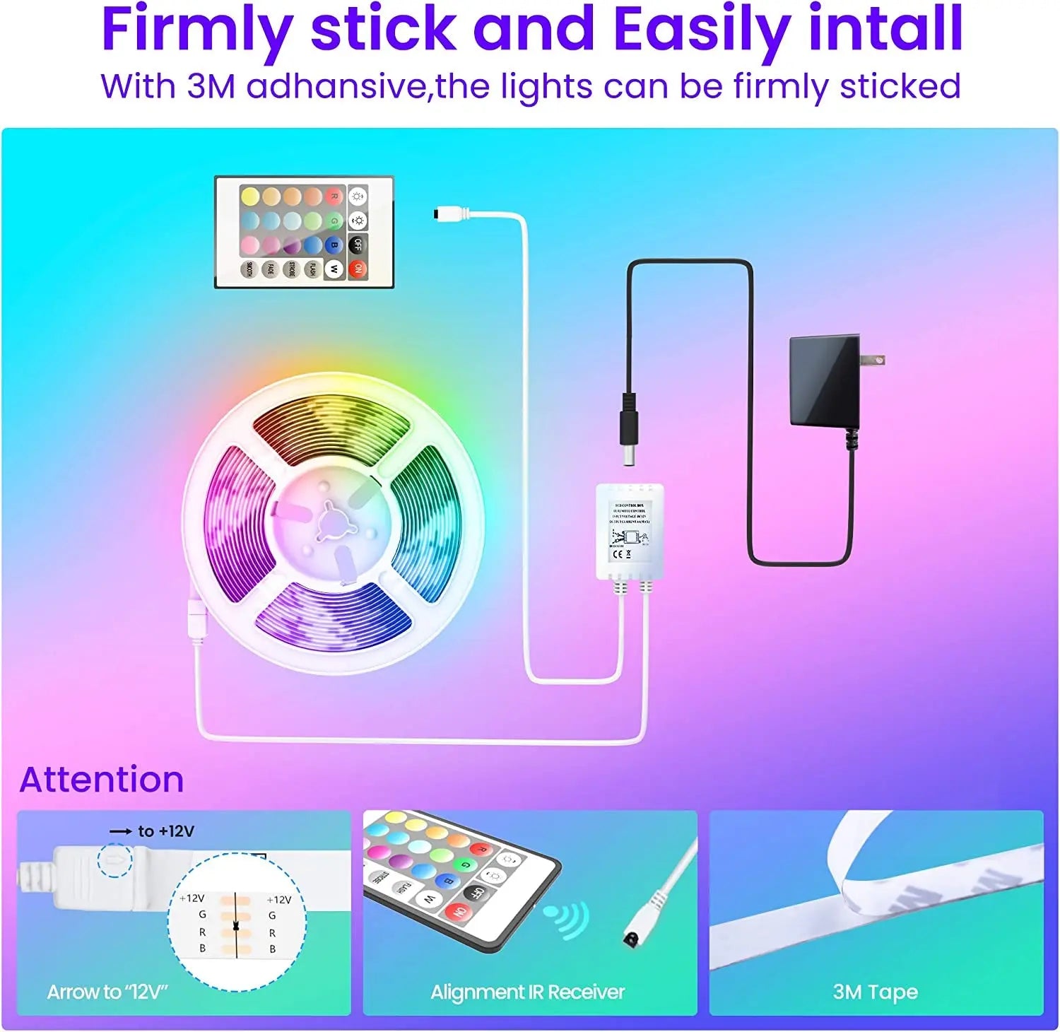 50 FT LED Strip Lights,Bluetooth LED Lights for Bedroom, Color Changing Light Strip with Music Sync, Phone Controller and IR Remote(App+Remote +Mic). - Streetsharks