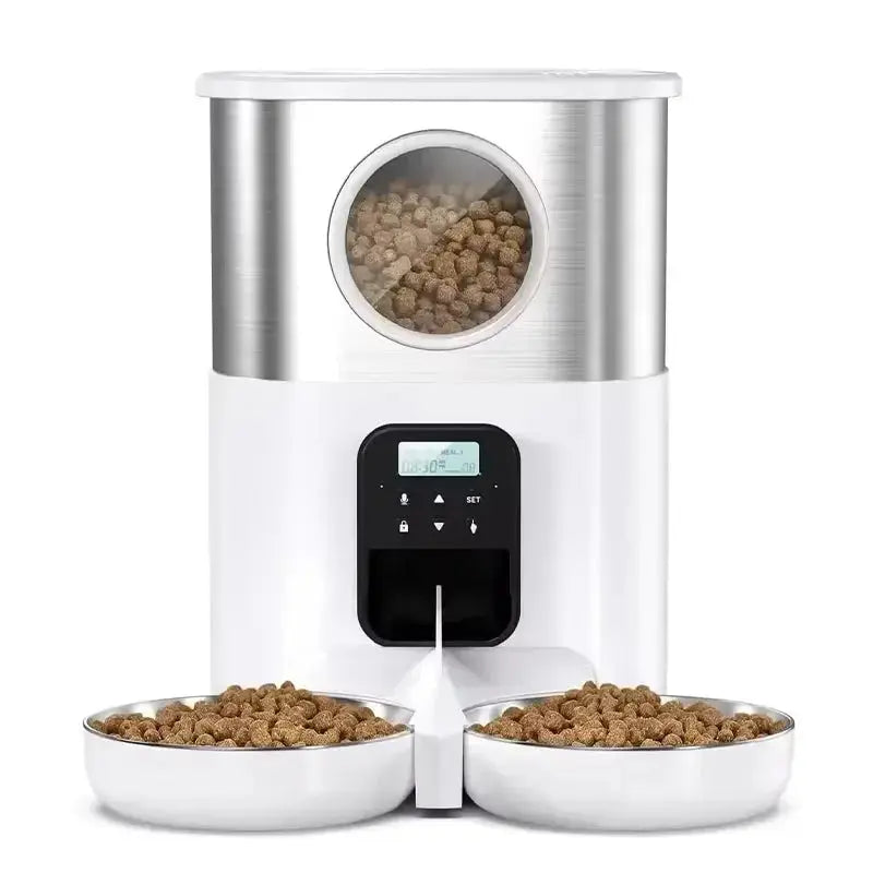 5L Large Capacity Automatic Cat Feeder For 2 Cat & Dog Timer Pet Feeder With Stainless Steel Bowl Pet Dry Food Auto Dispenser luxecrown.co.uk