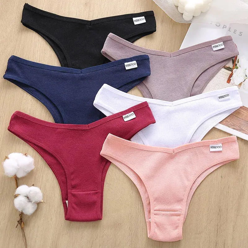 5Pcs/Set Women Cotton Brazilian Panties V Waist Female Underwear Comfortable Underwear Low Rise T-Back Bikini Girls Lingerie New luxecrown.co.uk