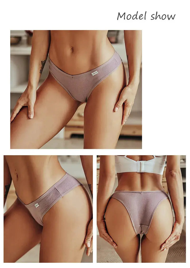 5Pcs/Set Women Cotton Brazilian Panties V Waist Female Underwear Comfortable Underwear Low Rise T-Back Bikini Girls Lingerie New luxecrown.co.uk