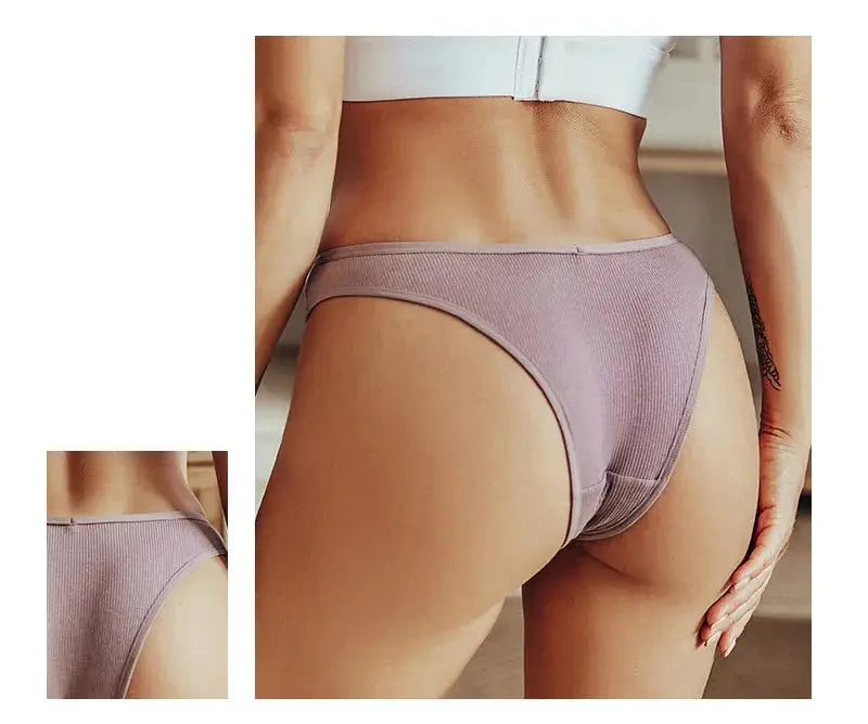 5Pcs/Set Women Cotton Brazilian Panties V Waist Female Underwear Comfortable Underwear Low Rise T-Back Bikini Girls Lingerie New luxecrown.co.uk