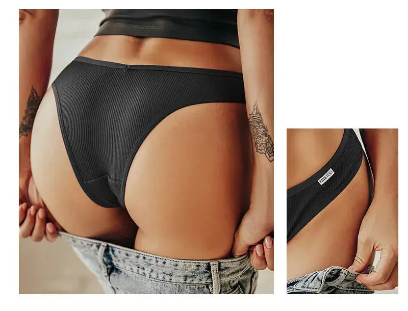 5Pcs/Set Women Cotton Brazilian Panties V Waist Female Underwear Comfortable Underwear Low Rise T-Back Bikini Girls Lingerie New luxecrown.co.uk