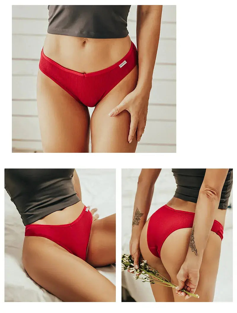5Pcs/Set Women Cotton Brazilian Panties V Waist Female Underwear Comfortable Underwear Low Rise T-Back Bikini Girls Lingerie New luxecrown.co.uk