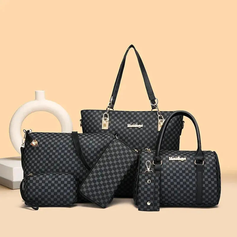 6 Pcs Women's Bag Fashion Handbag Sets Shoulder Crossbody Bag For Women Commuting Female Boston Bag Wallet luxecrown.co.uk