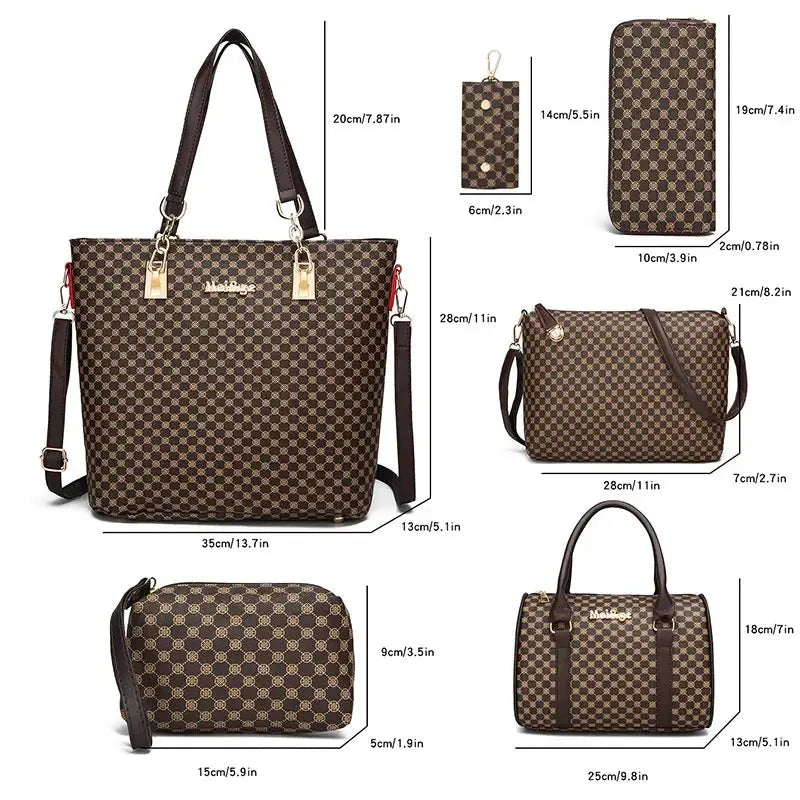 6 Pcs Women's Bag Fashion Handbag Sets Shoulder Crossbody Bag For Women Commuting Female Boston Bag Wallet luxecrown.co.uk
