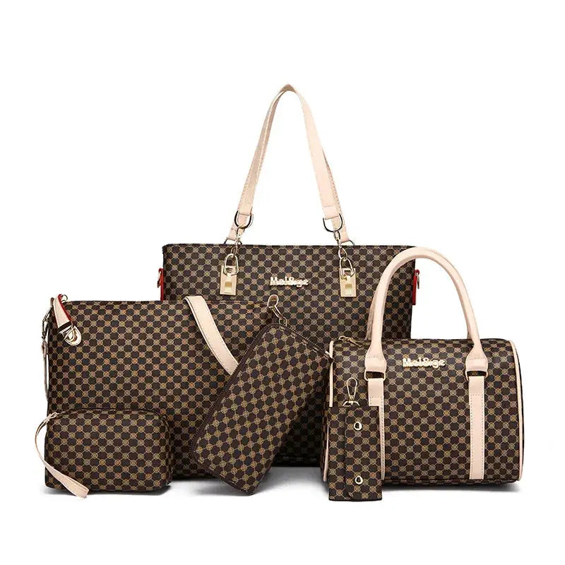 6 Pcs Women's Bag Fashion Handbag Sets Shoulder Crossbody Bag For Women Commuting Female Boston Bag Wallet luxecrown.co.uk
