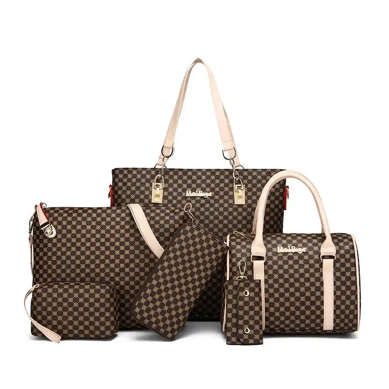 6 Pcs Women's Bag Fashion Handbag Sets Shoulder Crossbody Bag For Women Commuting Female Boston Bag Wallet luxecrown.co.uk