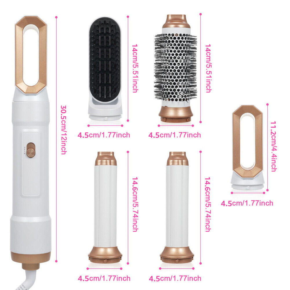 5 IN 1 Pro Air Wrap Blow Hair Styler Curler Straightener Hot Air Comb Brush Gift StreetSharks