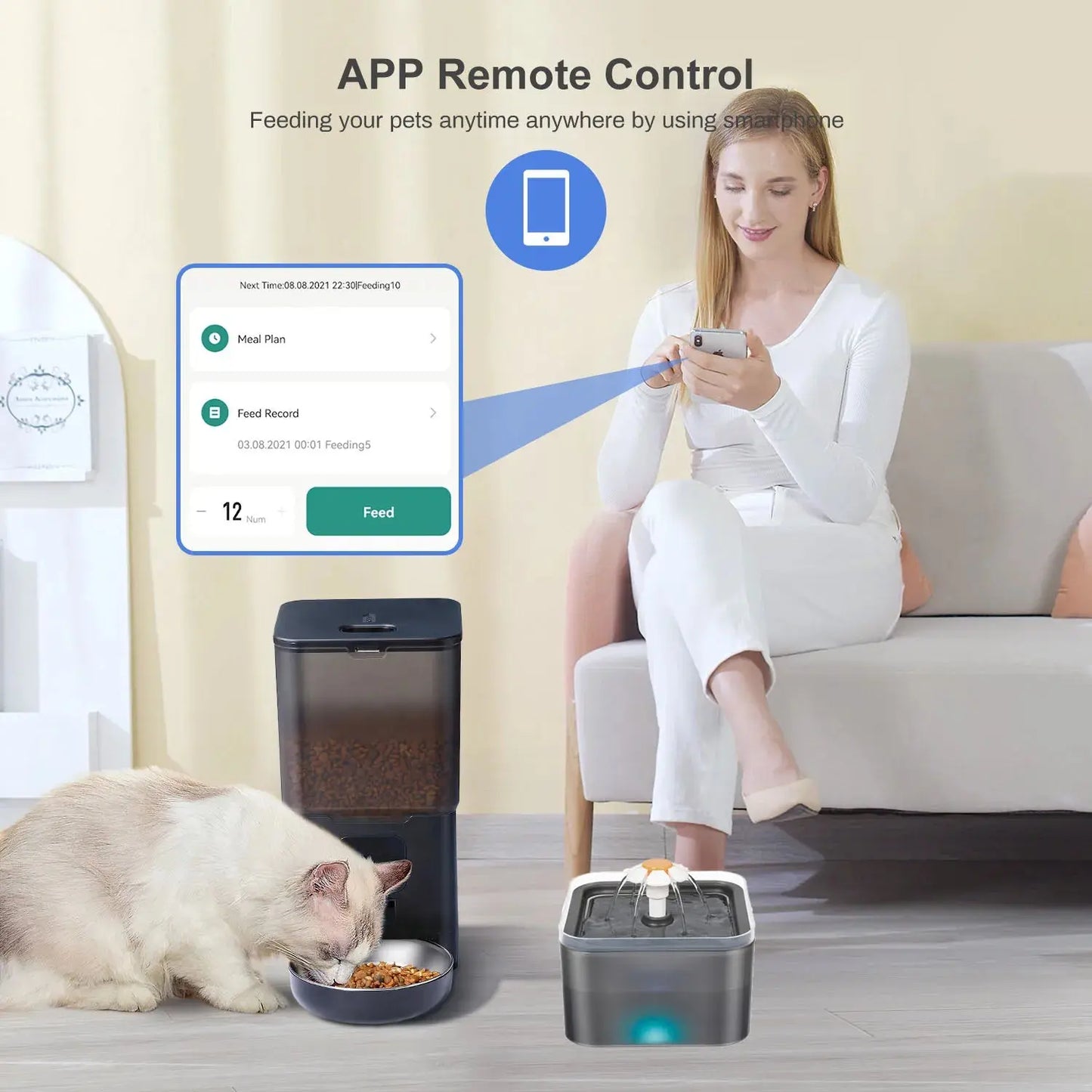 6L Dog Automatic Feeder Transparent Pet Smart Feeder 2L Cats Dispenser Feeding Bowl Remote Tuya WIFI Control Dry Food Pet Feeder luxecrown.co.uk