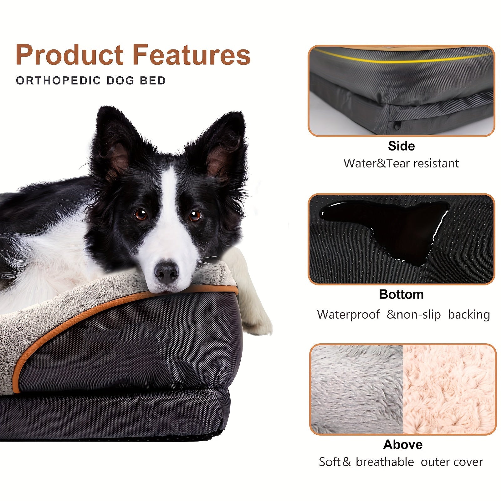 Orthopedic Memory Foam Dog Bed for Large Breeds - Washable Cover, Comfort Orthopedic Pet Sofa Bed with Removable Cushion, Ideal for Medium to Large Dogs & Cats Streetsharks
