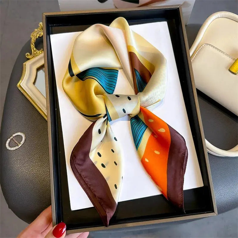 70cm Polka Dot Printed Silk Scarf Women Simulated Silk Elegant and Versatile Headwear Bag Accessories Clothing Square Scarf luxecrown.co.uk