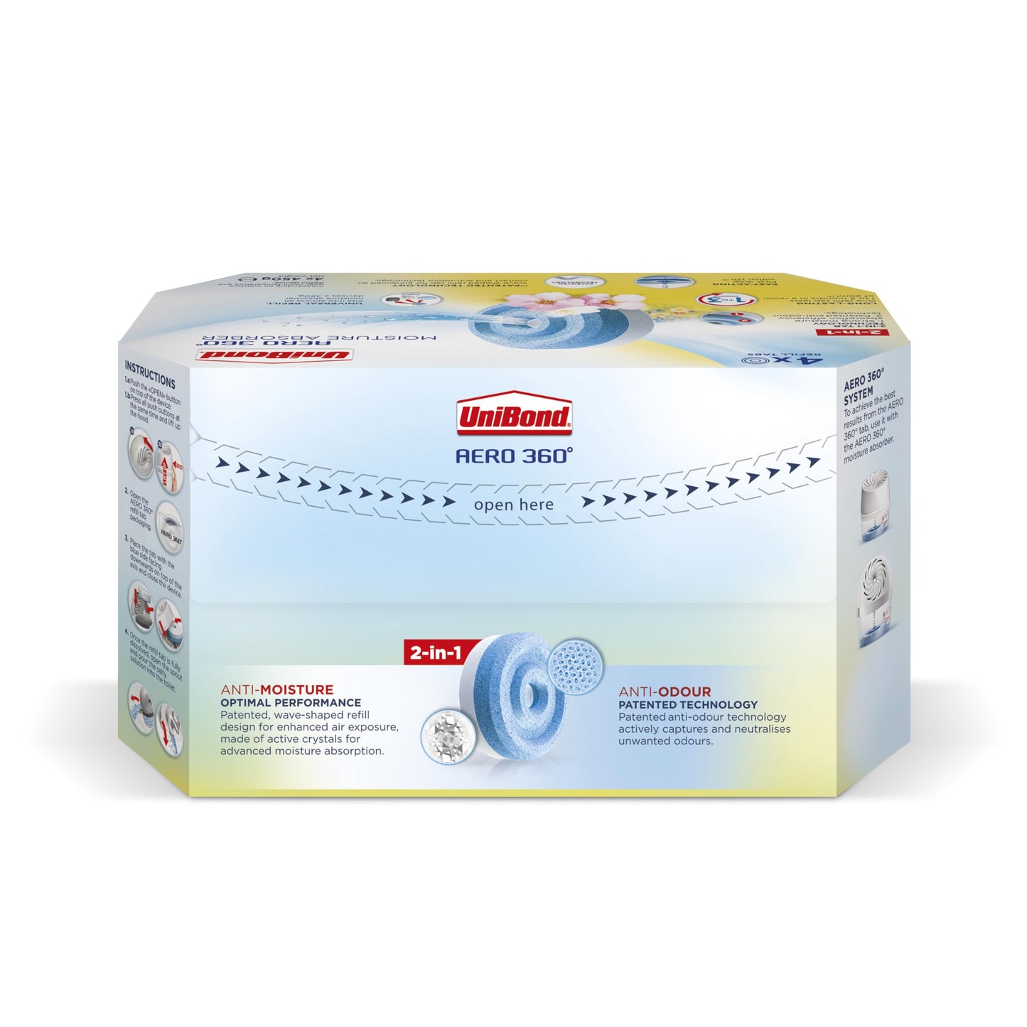 UniBond AERO 360° Moisture Absorber Neutral Refill Tab, ultra-absorbent and odour-neutralising, for AERO 360° Dehumidifier, Condensation Absorbers, 450 g ( Pack of 4) Streetsharks