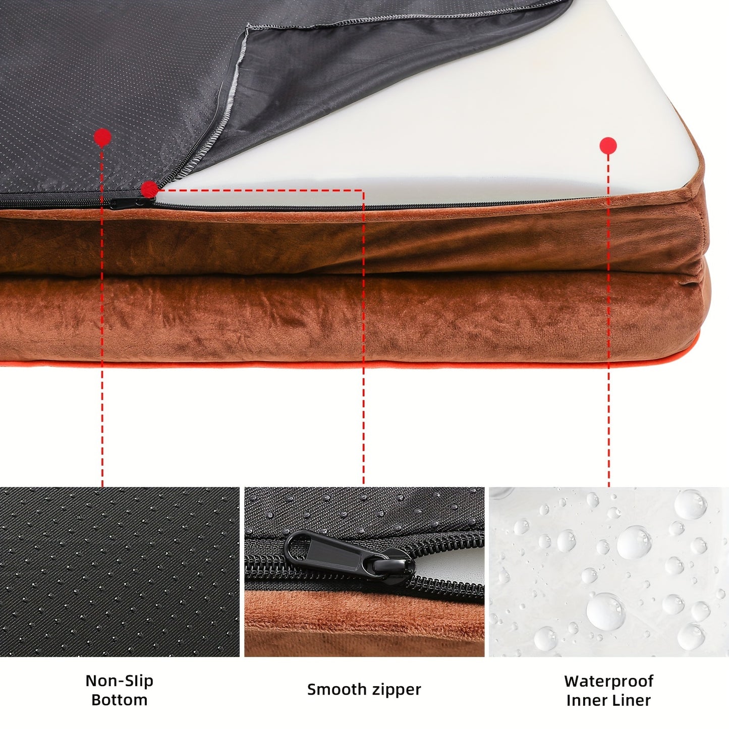 1pc Orthopedic Dog Bed, Dogs Sofa Bed, Supportive Foam Pet Couch Bed With Removable Washable Cover, Waterproof Lining And Nonskid Bottom DT CA Streetsharks