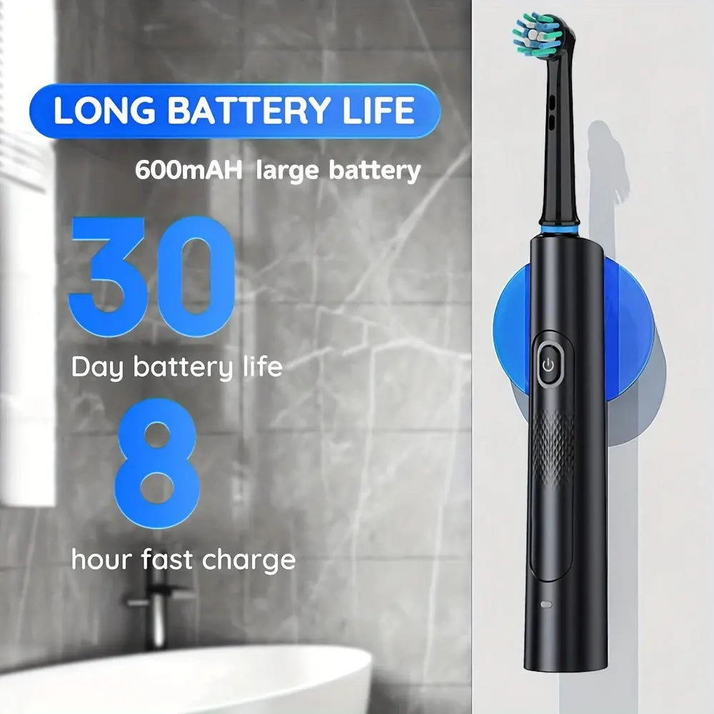8 Interchangeable Heads Electric Toothbrush, Soft and Gentle for Adults, 3 Modes, Travel-Friendly Oral Care DT Streetsharks