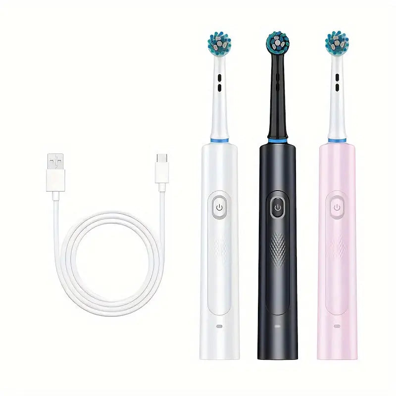8 Interchangeable Heads Electric Toothbrush, Soft and Gentle for Adults, 3 Modes, Travel-Friendly Oral Care DT Streetsharks