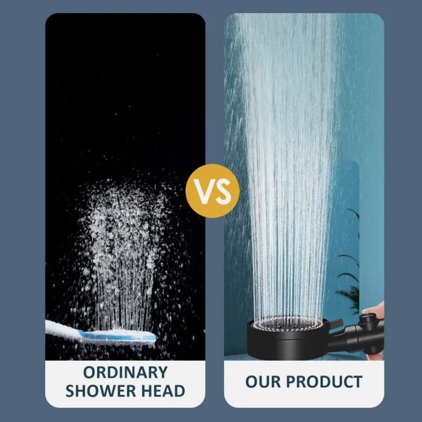 High Pressure Bath Shower Head 5 Mode Large Chrome Handset Heads Water Saving StreetSharks