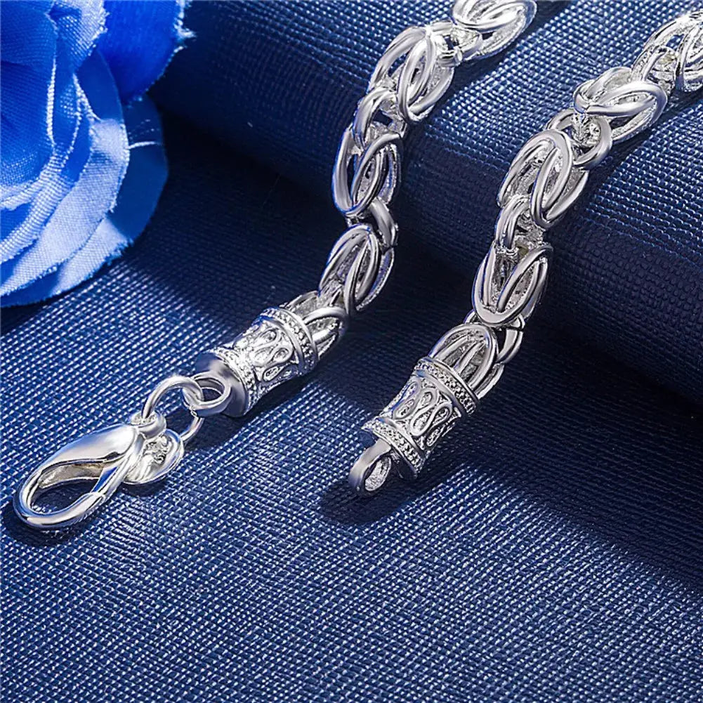 925 Sterling Silver Exquisite Solid Chain Bracelet Fashion Charm Women Men Solid Wedding Cute Simple Models Jewelry Streetsharks
