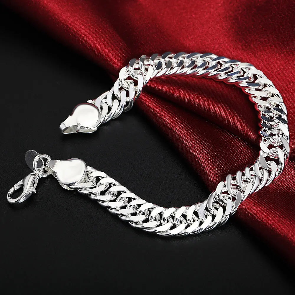 925 Sterling Silver Exquisite Solid Chain Bracelet Fashion Charm Women Men Solid Wedding Cute Simple Models Jewelry Streetsharks