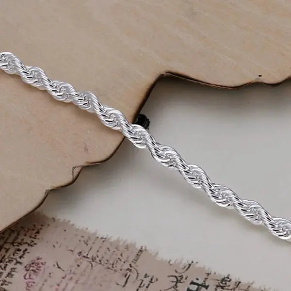 925 Sterling Silver Exquisite Solid Chain Bracelet Fashion Charm Women Men Solid Wedding Cute Simple Models Jewelry Streetsharks