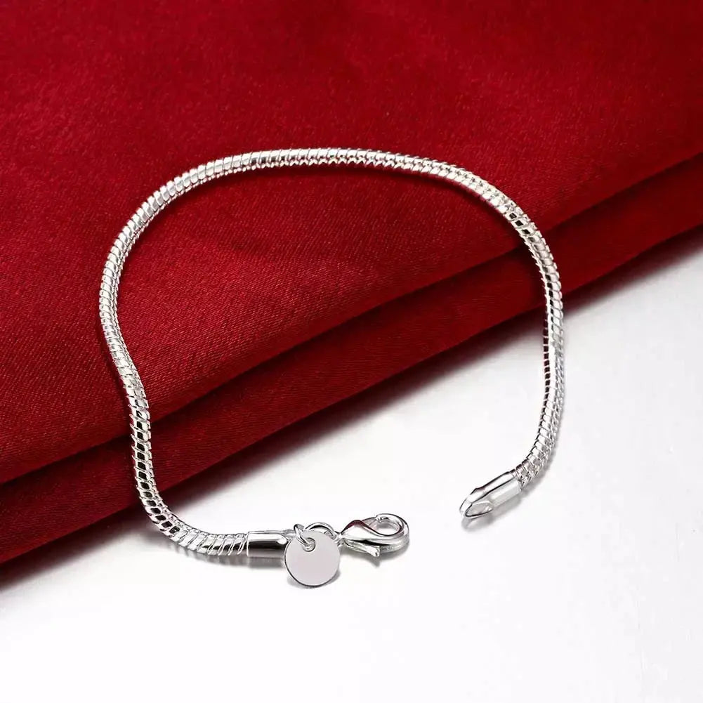 925 Sterling Silver Exquisite Solid Chain Bracelet Fashion Charm Women Men Solid Wedding Cute Simple Models Jewelry Streetsharks