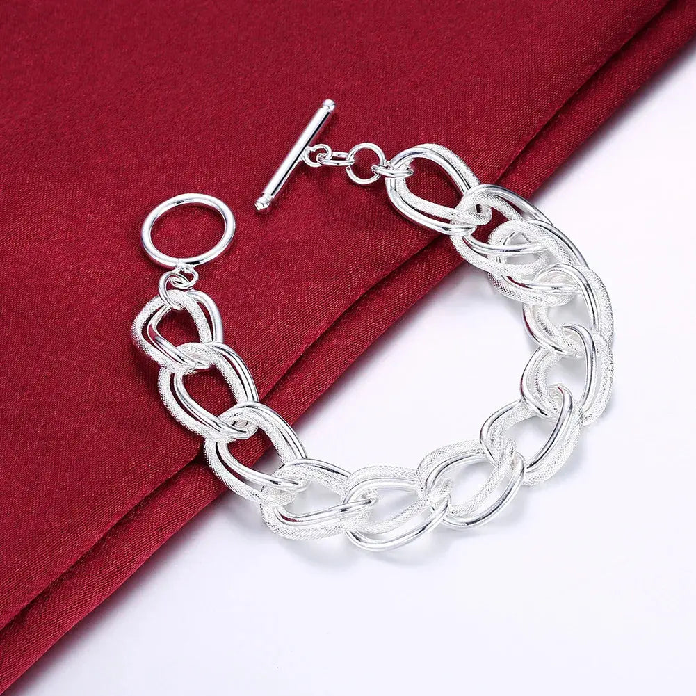 925 Sterling Silver Exquisite Solid Chain Bracelet Fashion Charm Women Men Solid Wedding Cute Simple Models Jewelry Streetsharks