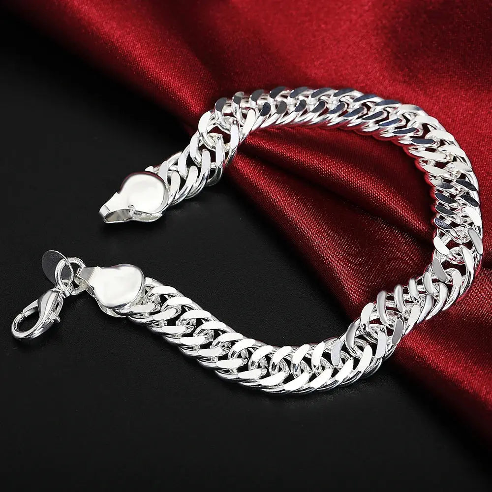 925 Sterling Silver Exquisite Solid Chain Bracelet Fashion Charm Women Men Solid Wedding Cute Simple Models Jewelry Streetsharks